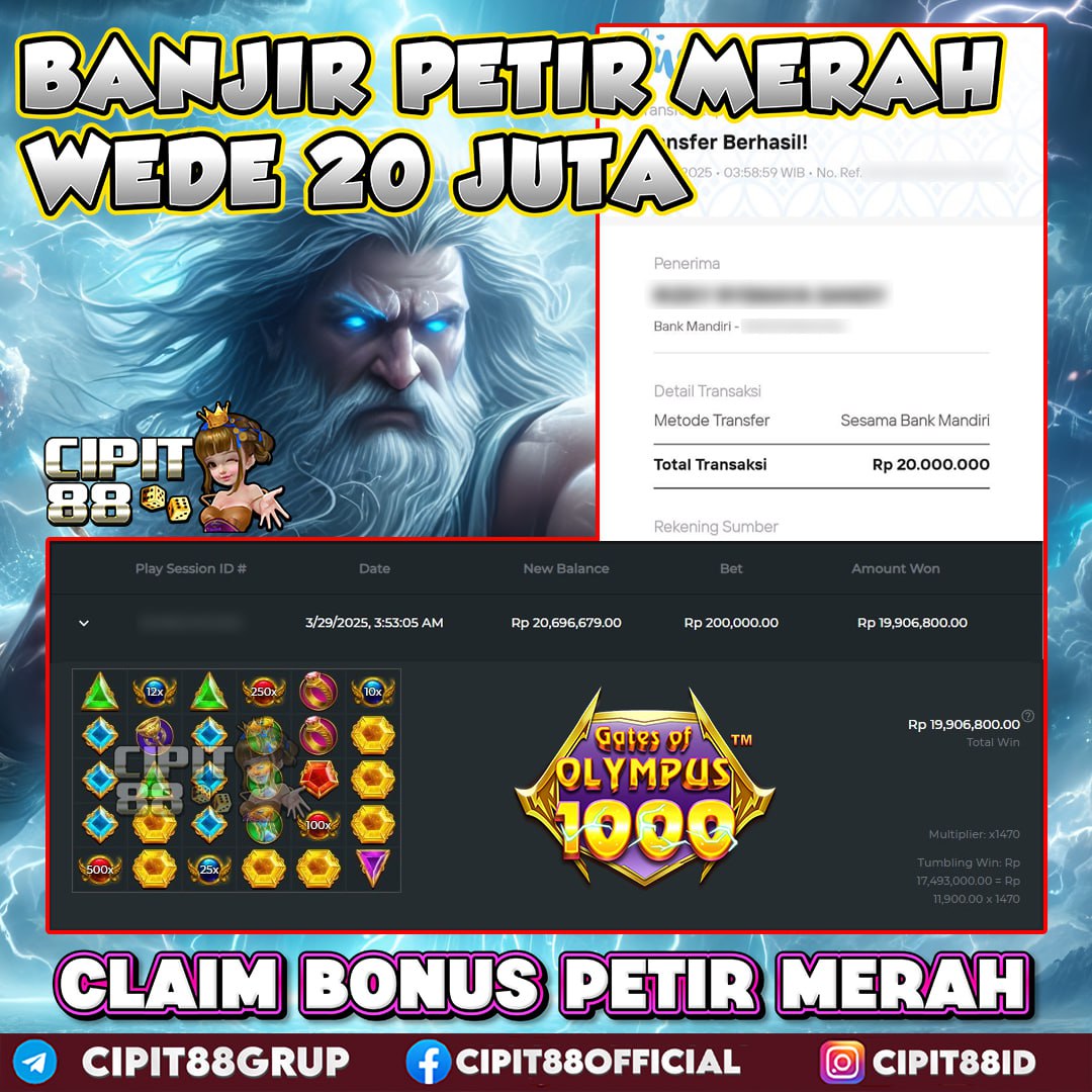CIPIT88 JACKPOT SLOT GATES OF OLYMPUS 1000 RP 20.000.000 ID : BEDE***