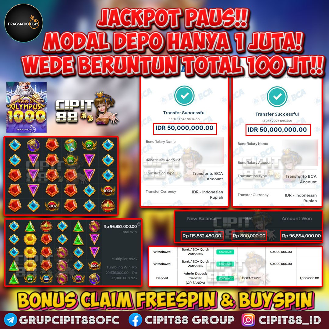 CIPIT88 JACKPOT SLOT GATES OF OLYMPUS 1000 RP 100.000.000 ID : JUN***